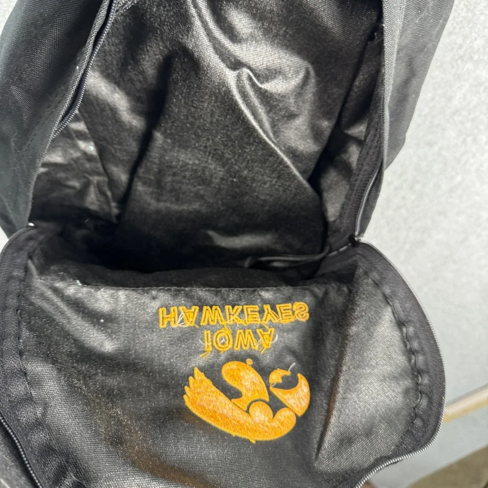 Vintage Eastpak Backpack Iowa‎ Hawkeyes Black Made in USA Embroidered Canvas